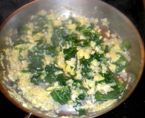 Cook spinach mixture