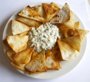Chips with Spinach Artichoke Cheese Dip
