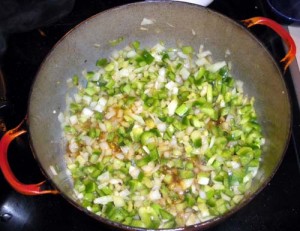 Saute onions and peppers