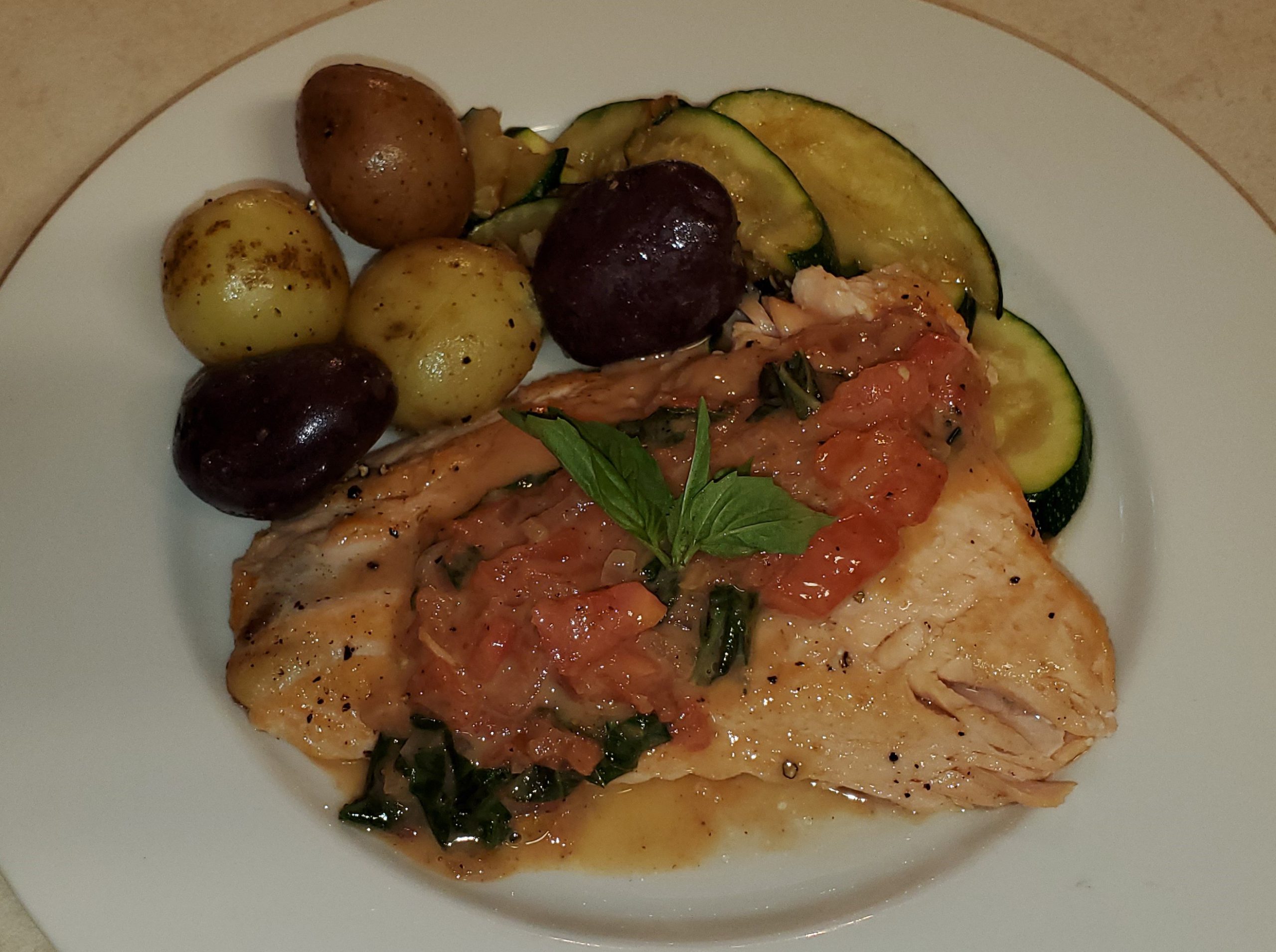 Salmon with Tomato and Basil